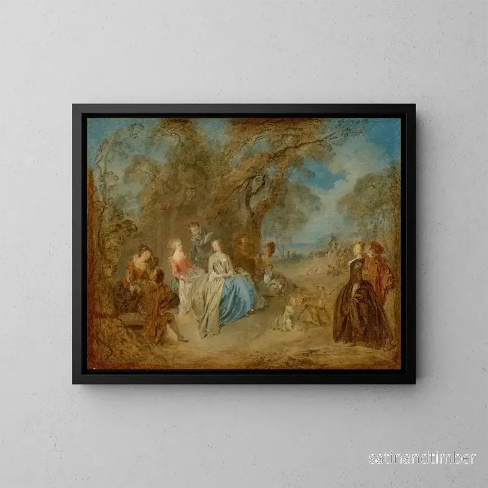 Reproduktion av målningen En elegant sällskap i en park - Jean-Baptiste Pater