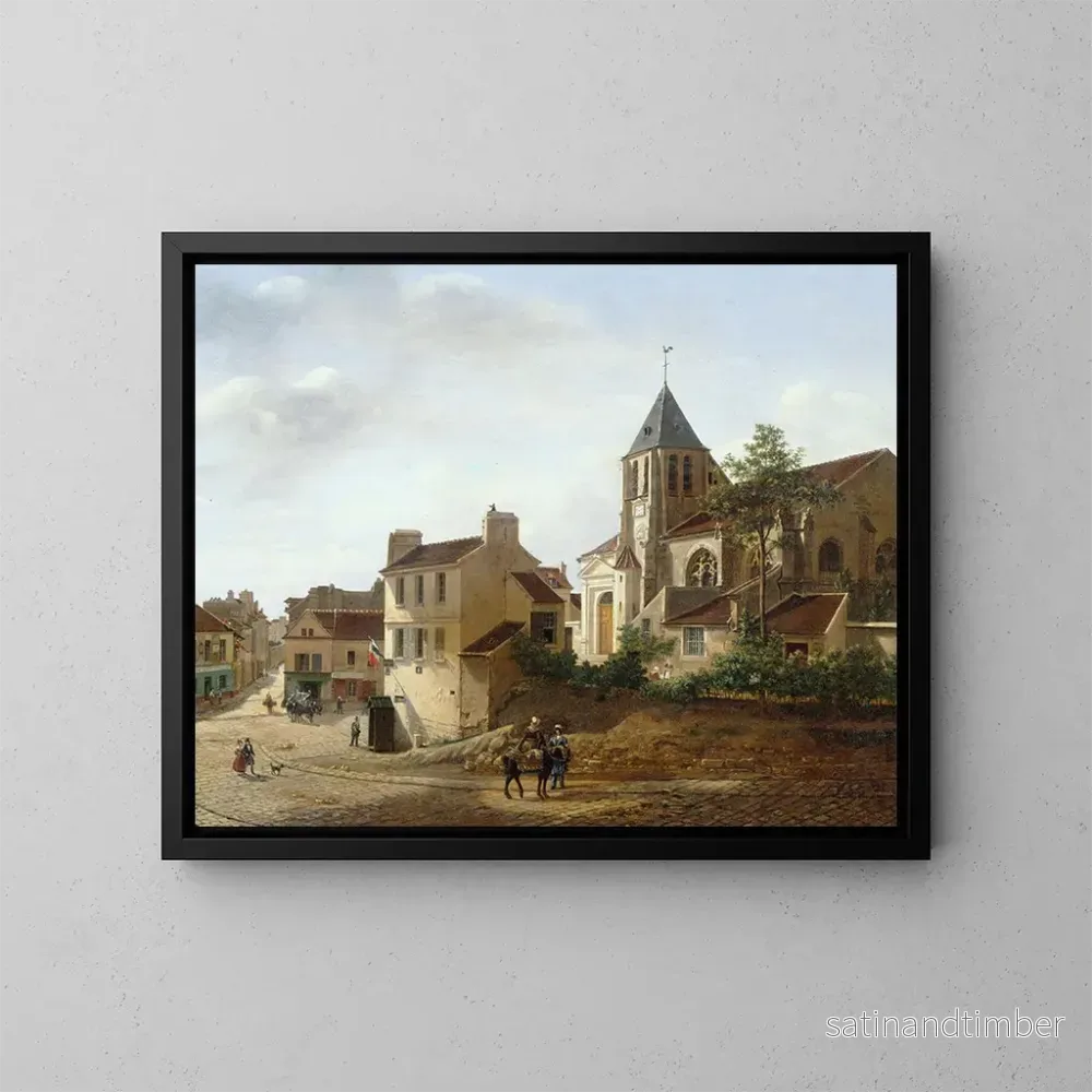 Reproduktion av målningen av utsikt över Saint-Germain-des-Prés-kyrkan - Étienne Bouhot