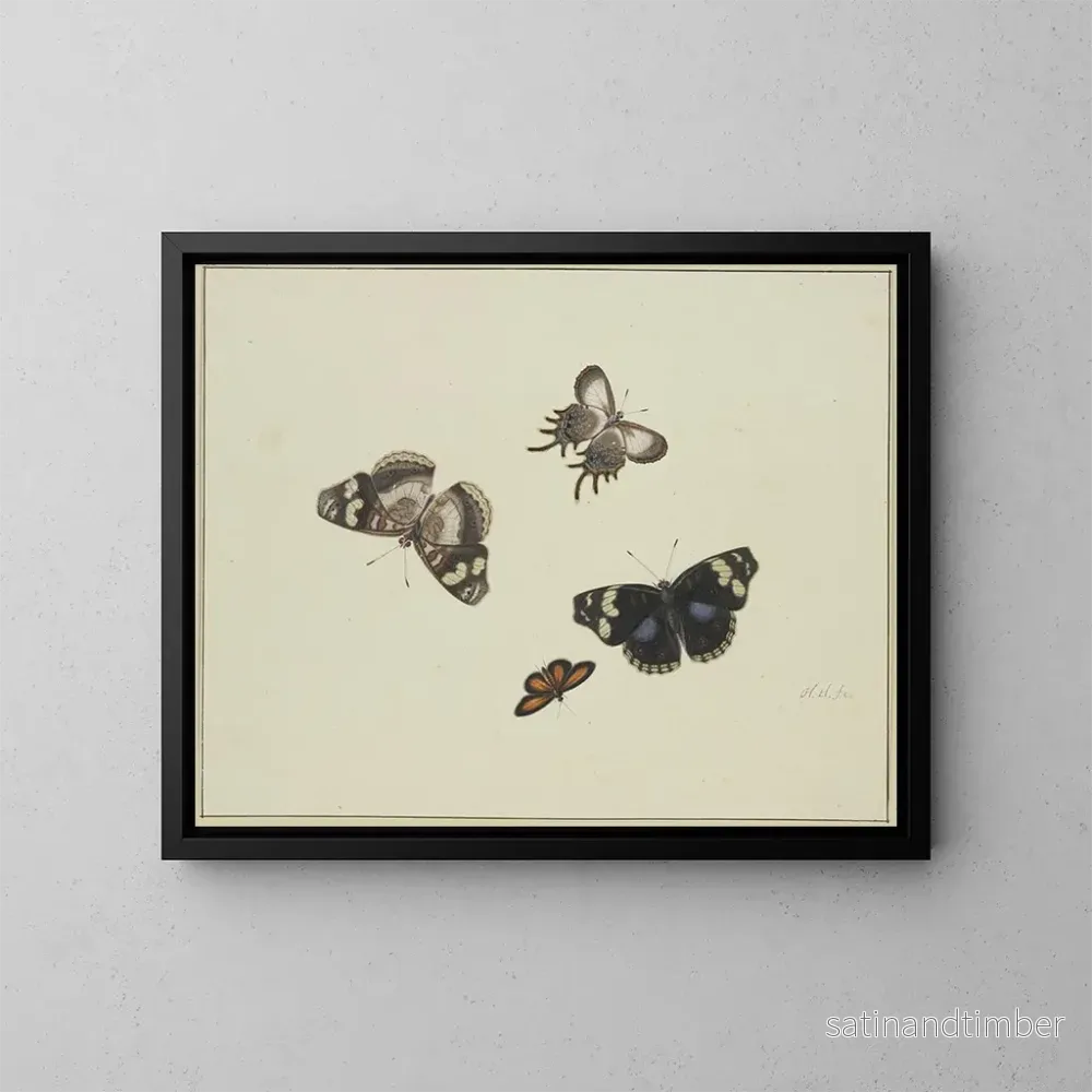 Reproduktion av målningen av fyra fjärilar - Herman Henstenburgh
