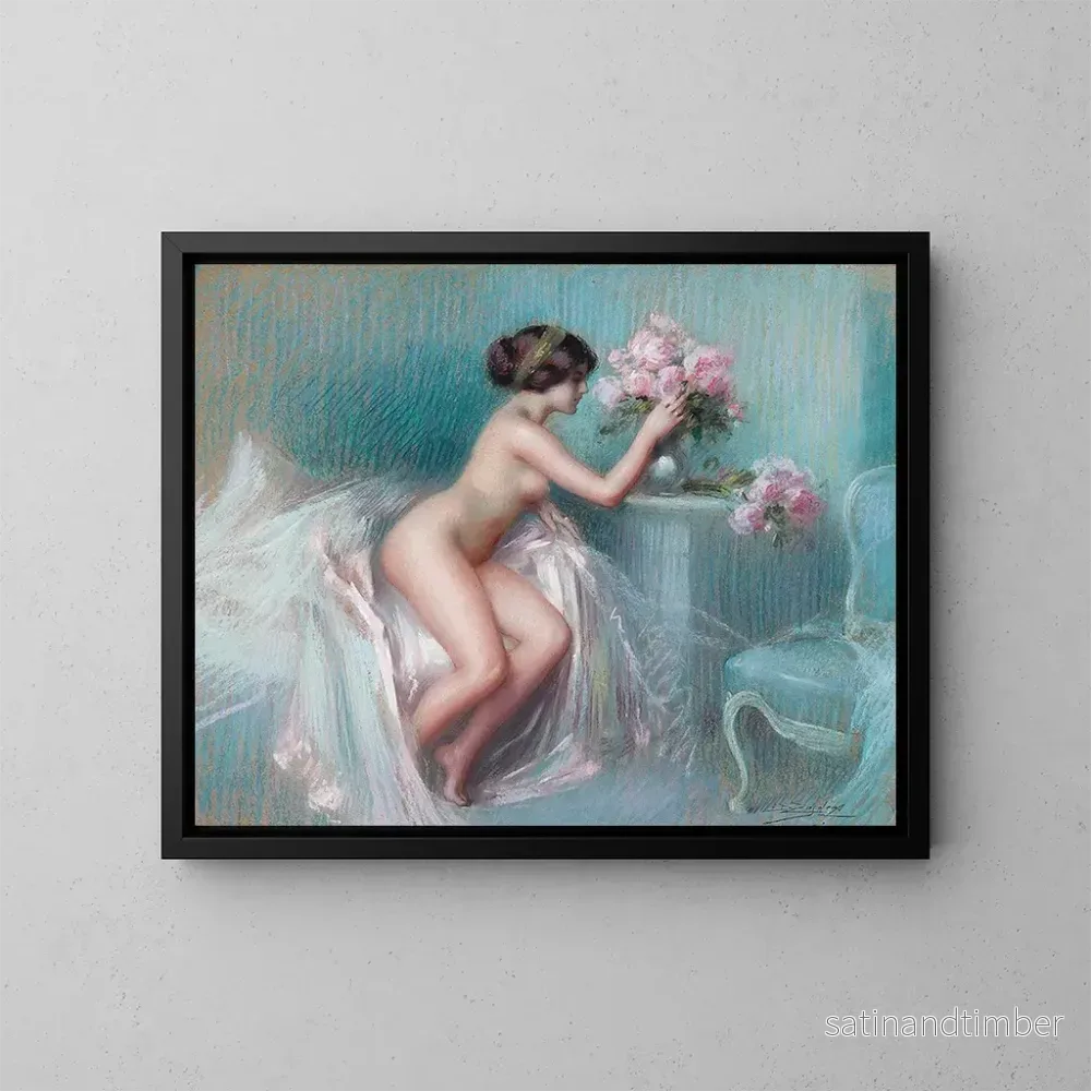 Reproduktion av målningen av sommarblommor - Delphin Enjolras