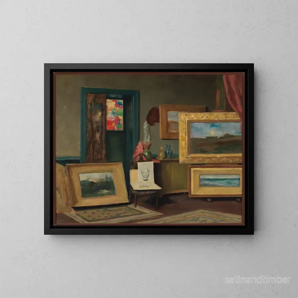 Reproduktion av målningen Le studio de Dwight Tryon - Marie P. Castegnier