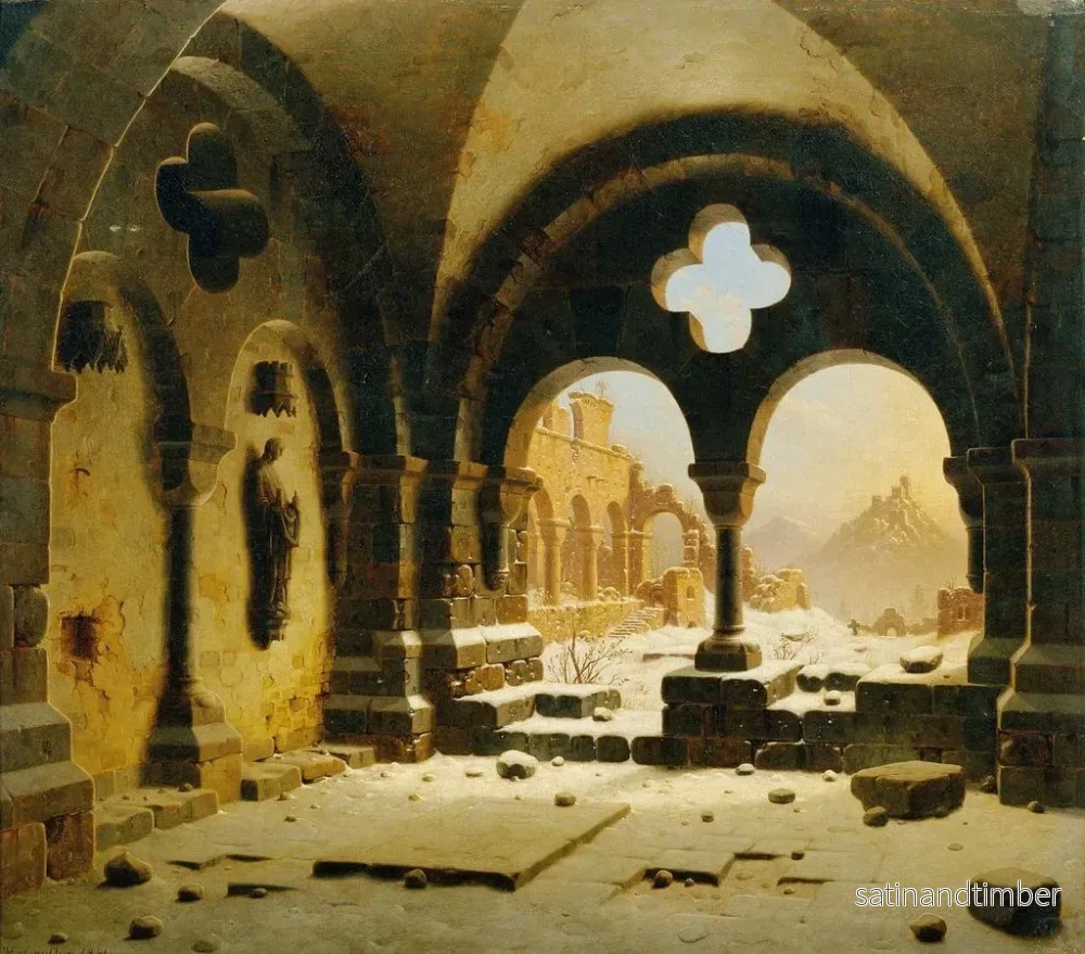 Reproduktion av målningen av klosterruin på vintern - Carl Georg Adolph Hasenpflug - Bild 2