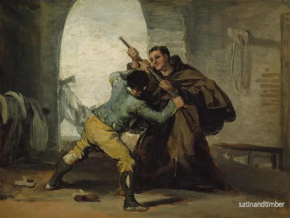 Reproduktion av målningen Le frère Pedro arrache le pistolet à El Maragato - Francisco de Goya - Bild 2