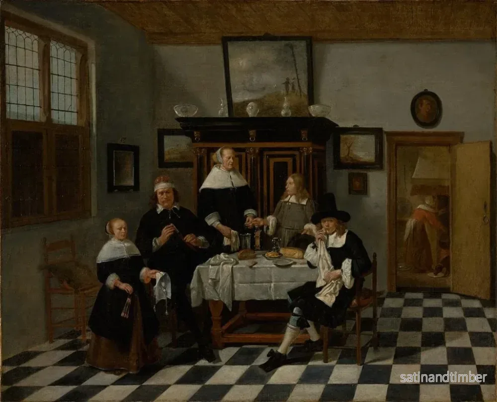Reproduktion av målningen av familjefamilj i ett interiör - Quirijn van Brekelenkam - Bild 2