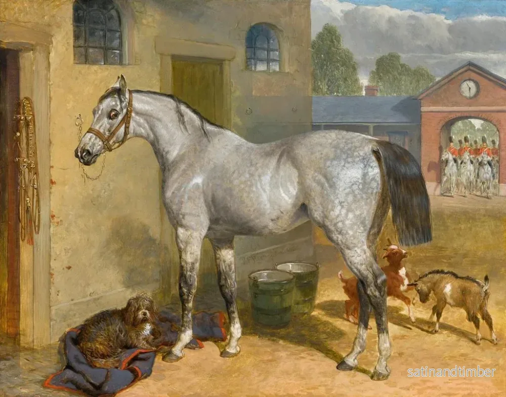 Reproduktion av målningen En av Scots Greys i en gård med en hund och getter - John Frederick Herring den äldre - Bild 2