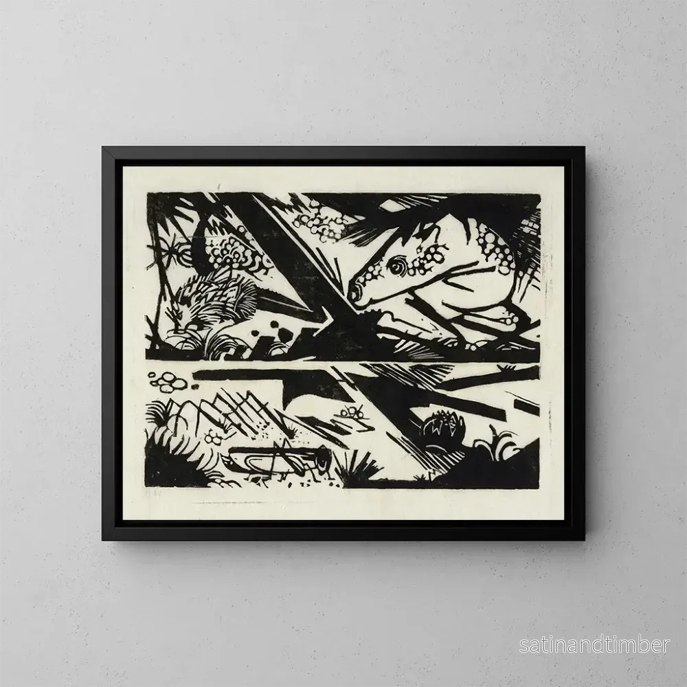 Reproduktion av målningen av häst och igelkott - Franz Marc