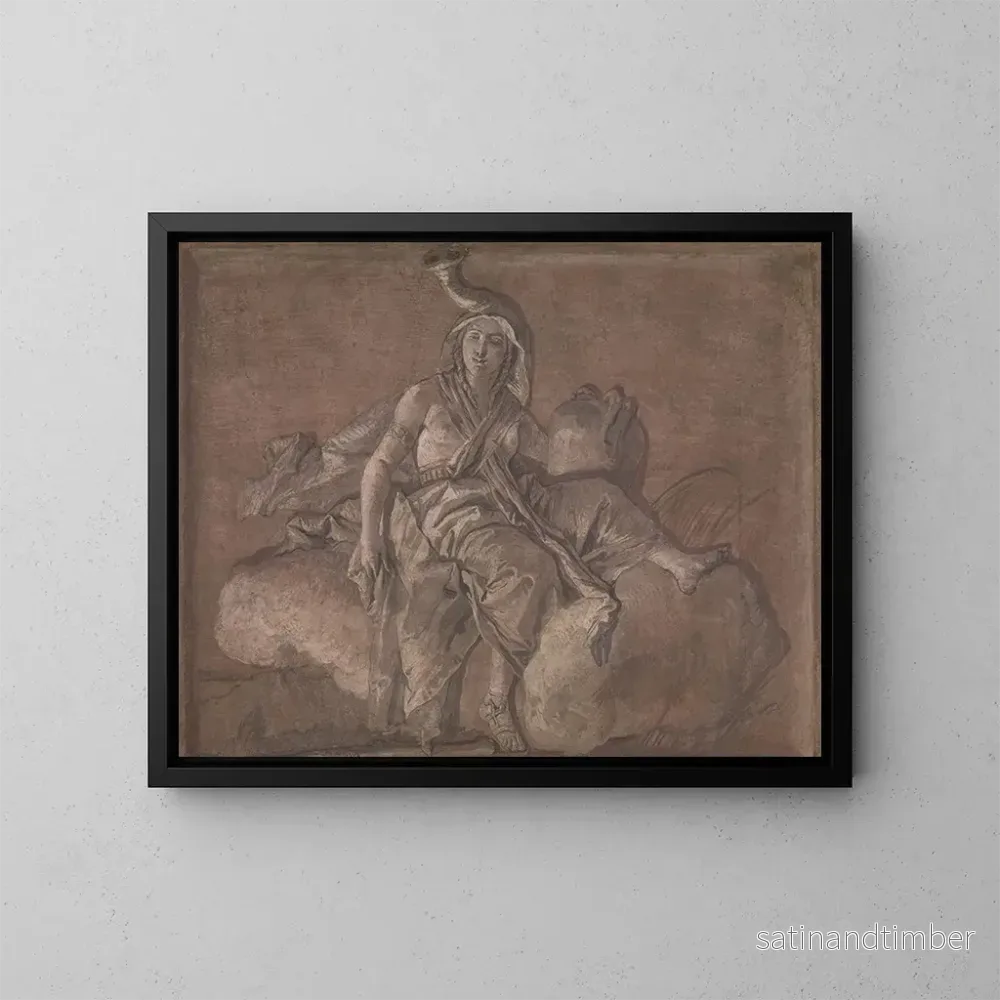 Reproduktion av målningen figur allmänbildande som föreställer Afrika - Giovanni Domenico Tiepolo