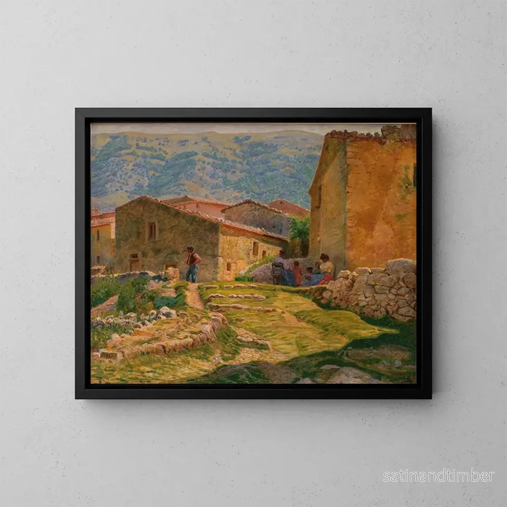 Reproduktion av målningen Solig morgonmålning i Civita d'Antino - Kristian Zahrtmann