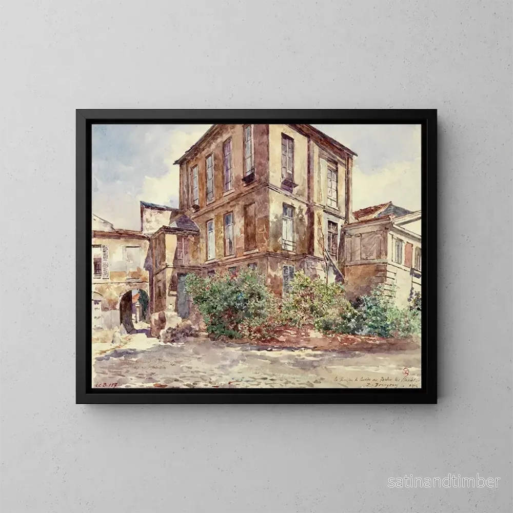 Reproduktion av målningen av Maison de Cuvier vid Jardin des Plantes - Marie-Désiré Bourgoin