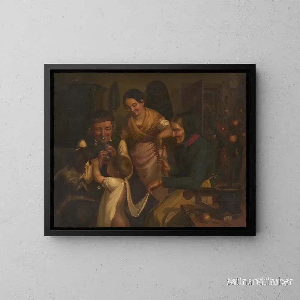 Reproduktion av målningen La fête de la Saint-Nicolas dans la Forêt-Noire - Johann Baptist Laule