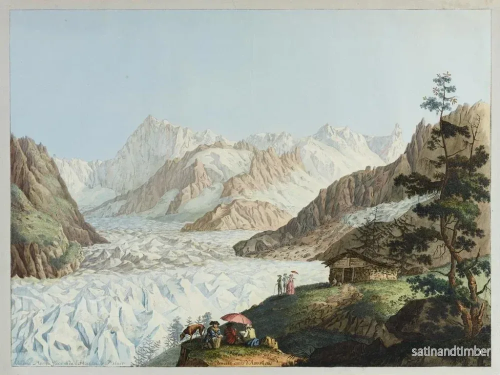 Reproduktion av målningen Vue de la Mer de Glace et de l'Hôpital de Blair depuis le sommet du Montanvert en août 1781 - Carl Ludwig Hackert - Bild 2