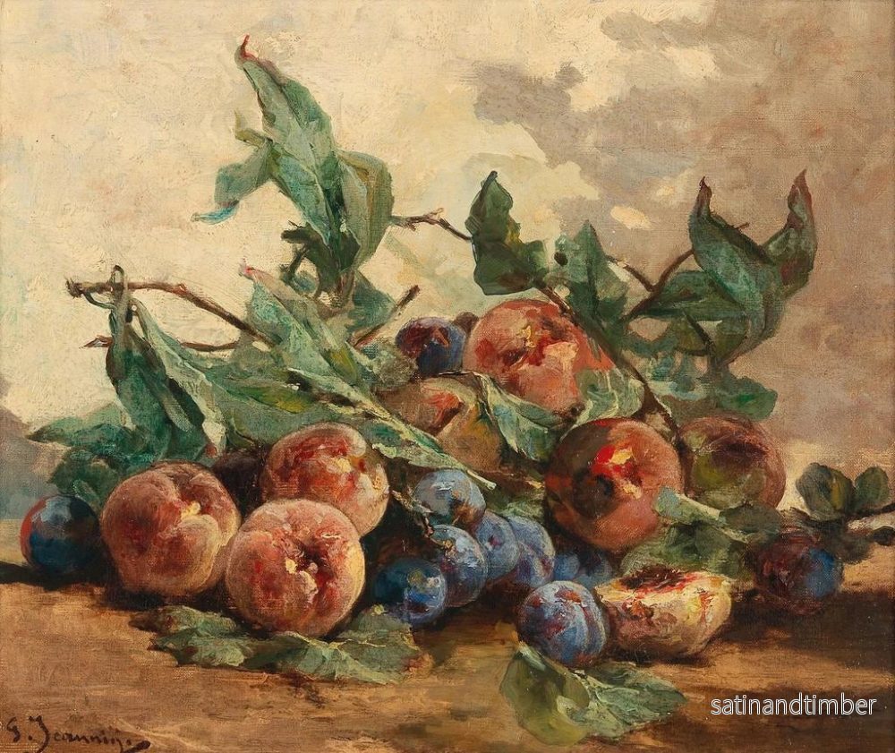 Reproduktion av målningen av naturtavla med frukter, plommon och persikor - Georges Jeannin - Bild 2