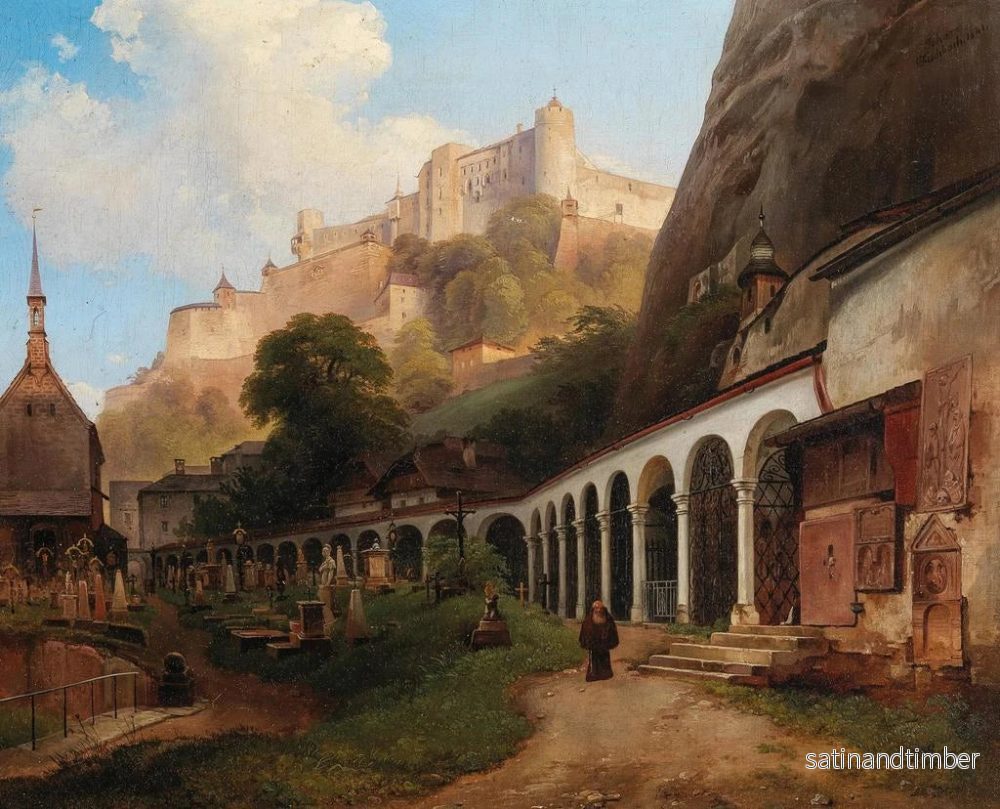 Reproduktion av målningen Vue du cimetière de Saint-Pierre à Salzbourg - Johann Fischbach - Bild 2