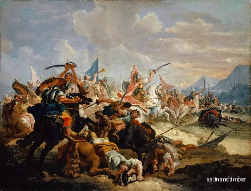 Reproduktion av målningen Josué får solen att stanna i slaget vid amoriterna - Francesco Fontebasso - Bild 2
