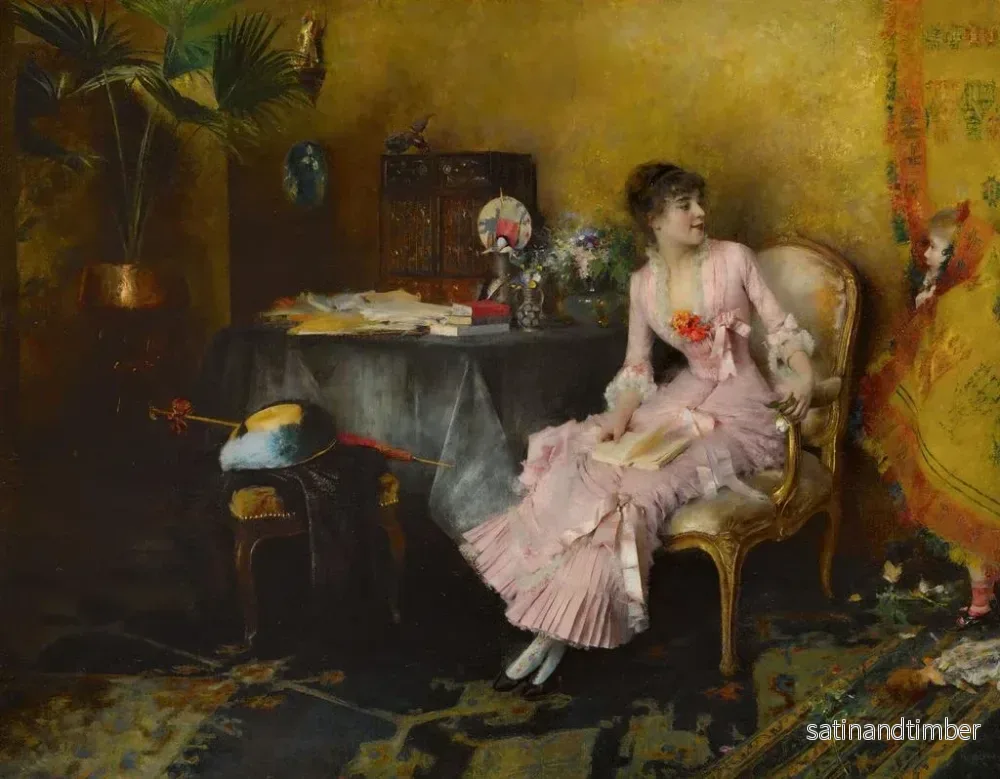 Reproduktion av målningen Ung kvinna i rosa med sitt barn - Pascal-Adolphe-Jean Dagnan-Bouveret - Bild 2