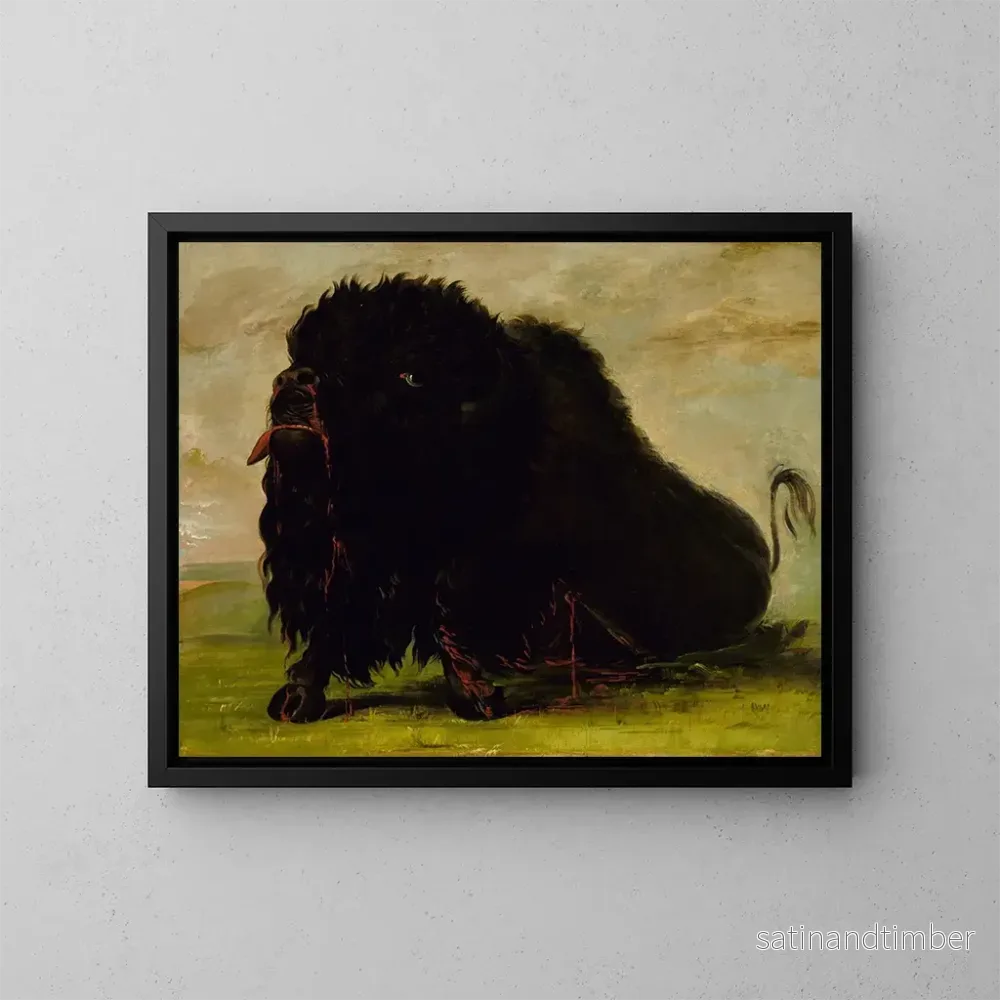 Reproduktion av målningen av Bison som dör träffad av en pil - George Catlin