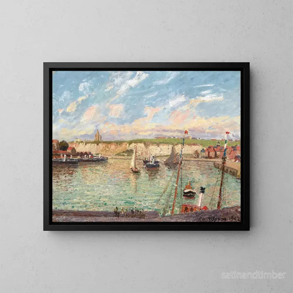 Reproduktion av målningen av Le port de Dieppe, eftermiddag, ljus väder - Camille Pissarro