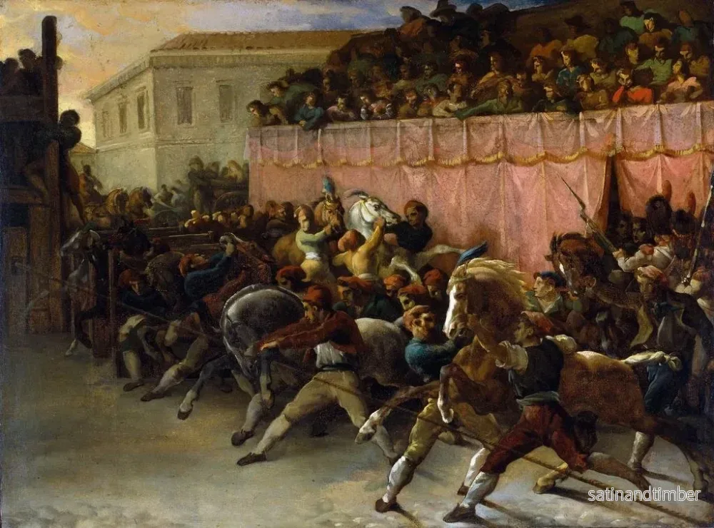 Reproduktion av målningen av Coureurs sans cavalier à Rome - Théodore Géricault - Bild 2