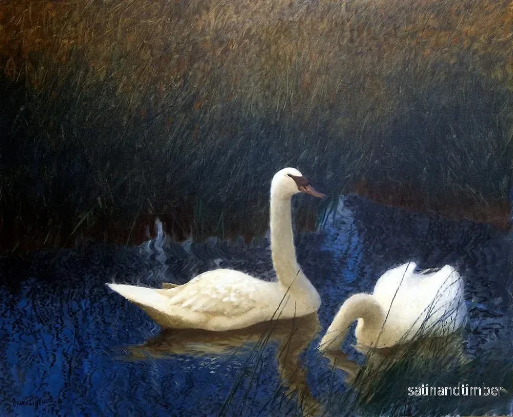 Reproduktion av målningen Cygnes dans les roseaux - Bruno Liljefors - Bild 2