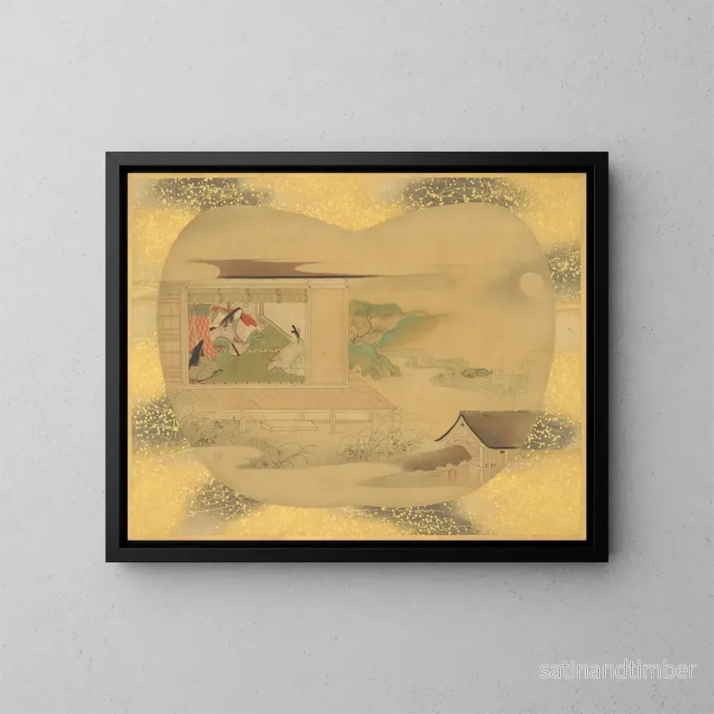 Reproduktion av målningen Scen du Dit du Genji - Kanō Tsunenobu
