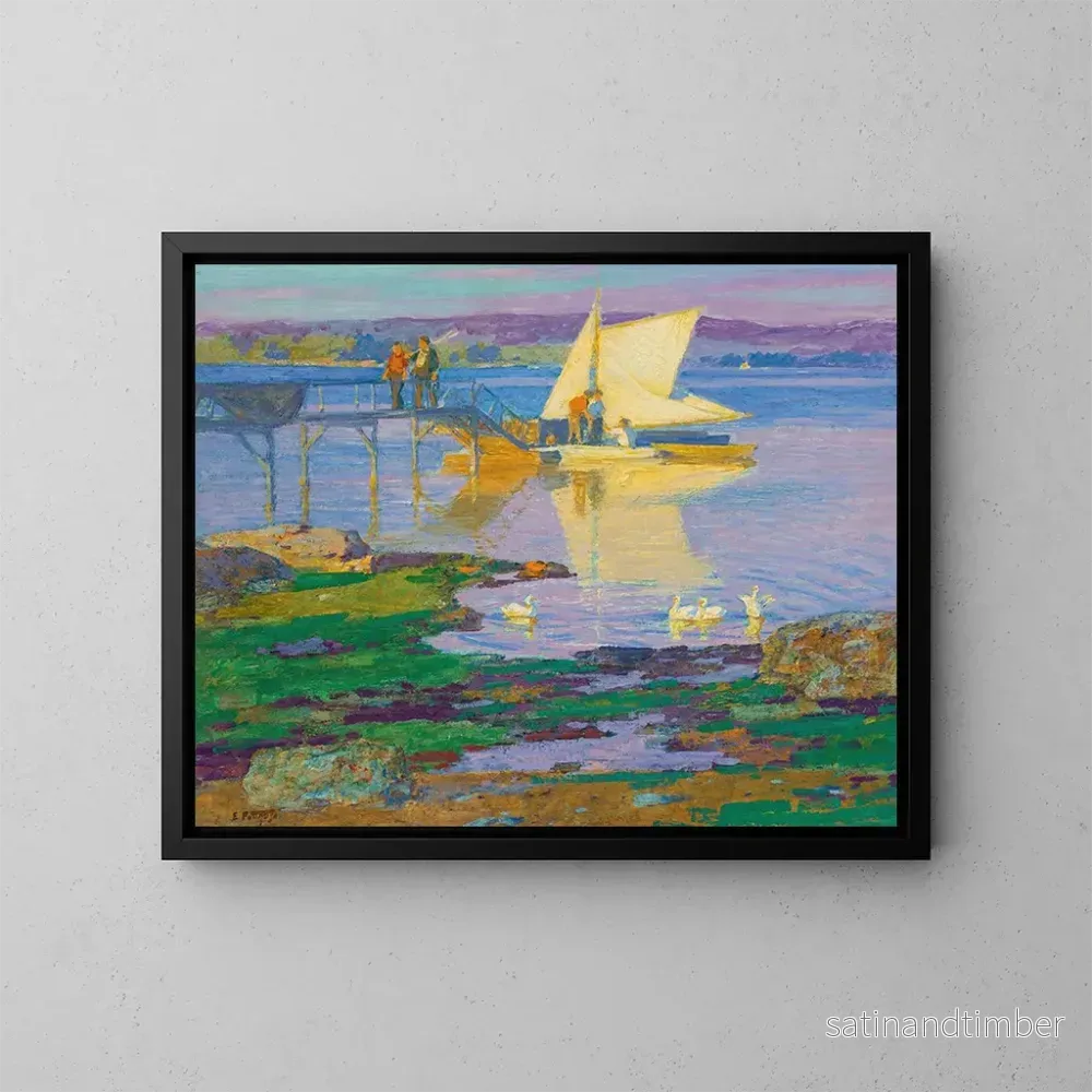 Reproduktion av målningen Båt vid kajen – Edward Henry Potthast Reproduktion av målningen Båt vid kajen – Edward Henry Potthast