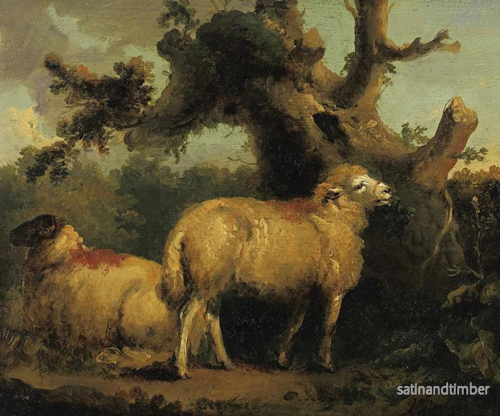 Reproduktion av målningen av två får i ett landskap - George Morland - Bild 2