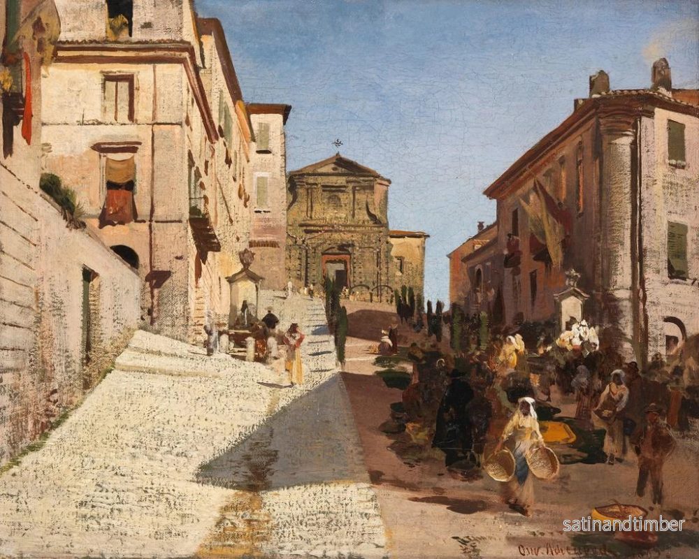 Reproduktion av målningen Vue de Genzano med kyrkan Santa Maria della Cima - Oswald Achenbach - Bild 2