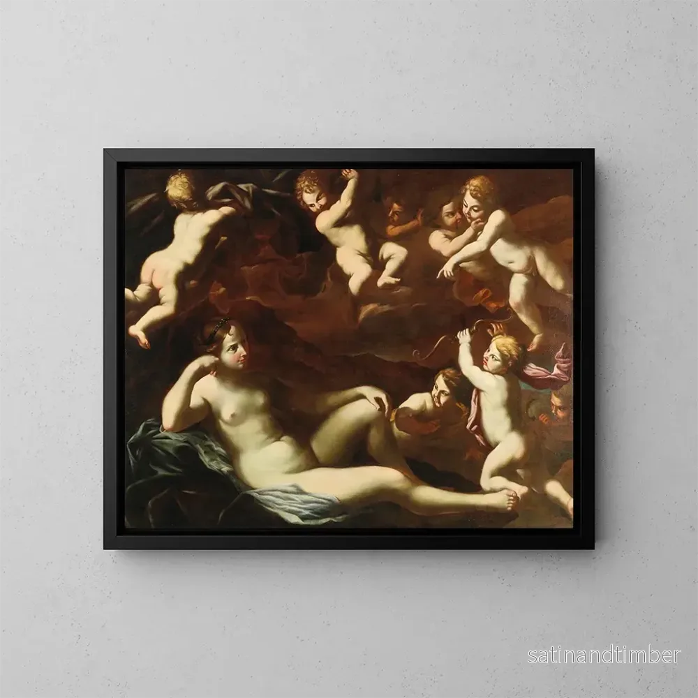 Reproduktion av målningen Venus och Cupidon med amoriner - Romerska skolan