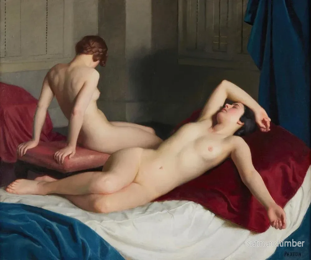 Reproduktion av målningen inomhus med två nakna - William McGregor Paxton - Bild 2
