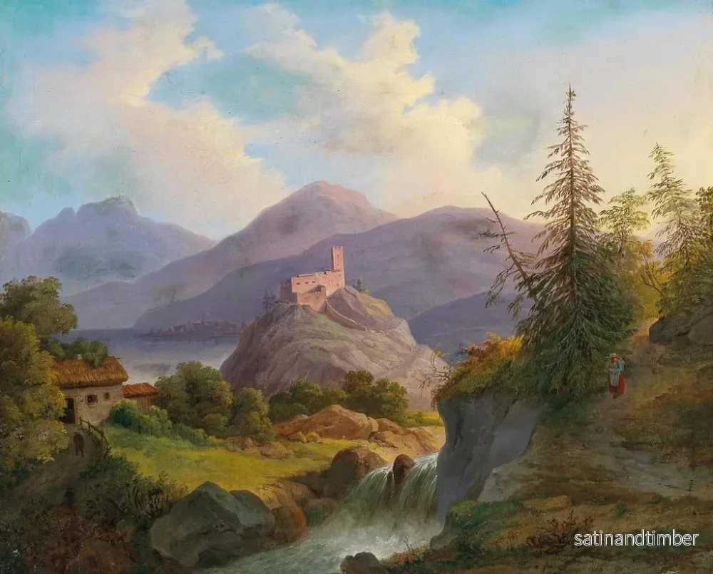 Reproduktion av målningen Landskap med bergsflod och slott i fjärran - Matthias Rudolf Toma - Bild 2