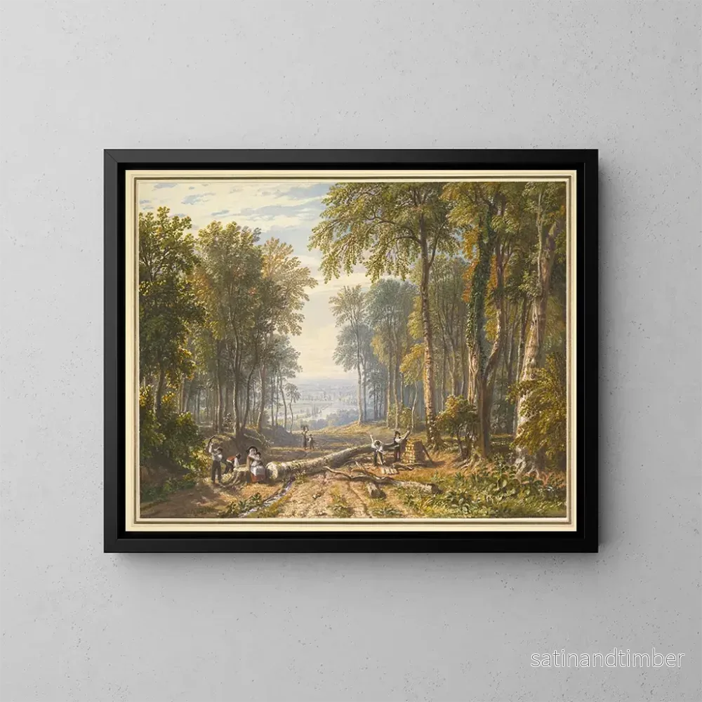 Reproduktion av målningen Bûcherons à Park Place, Henley, med Themsen i bakgrunden - William Havell