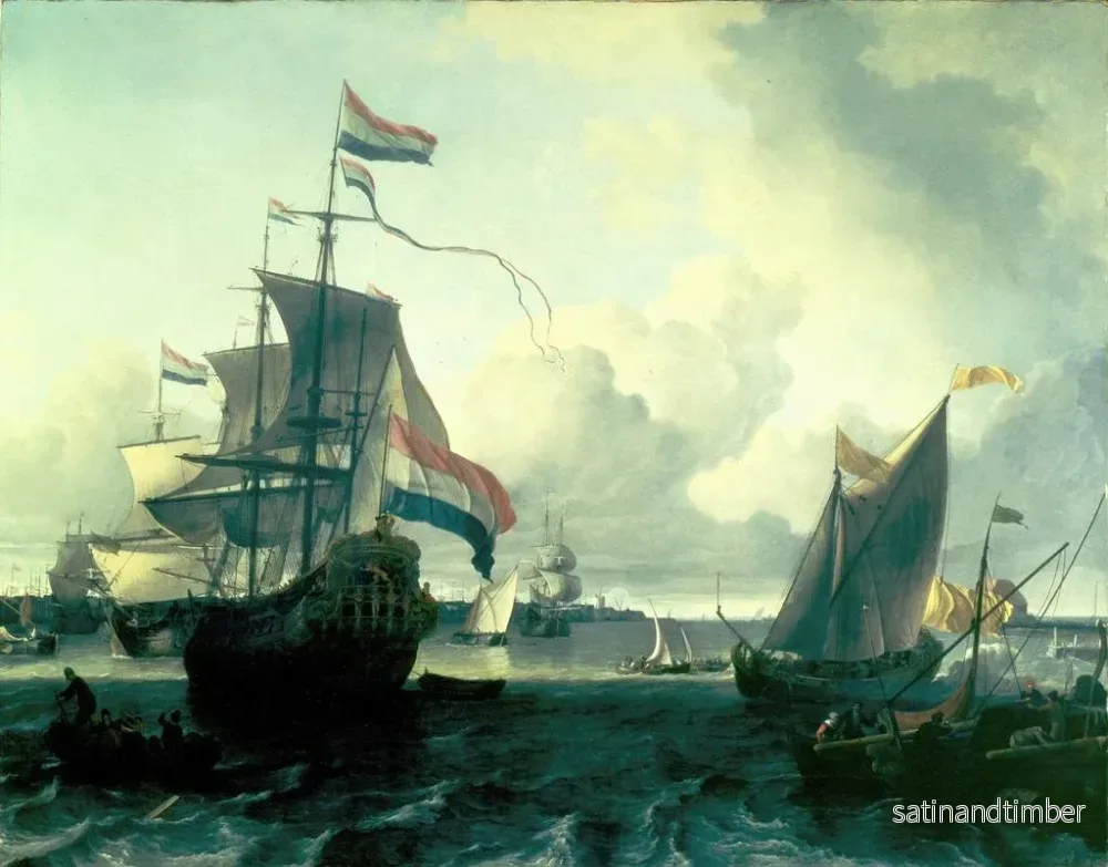 Reproduktion av målningen av det nederländska skeppet De Gouden Leeuw på floden Y nära Amsterdam - Ludolf Bakhuizen - Bild 2