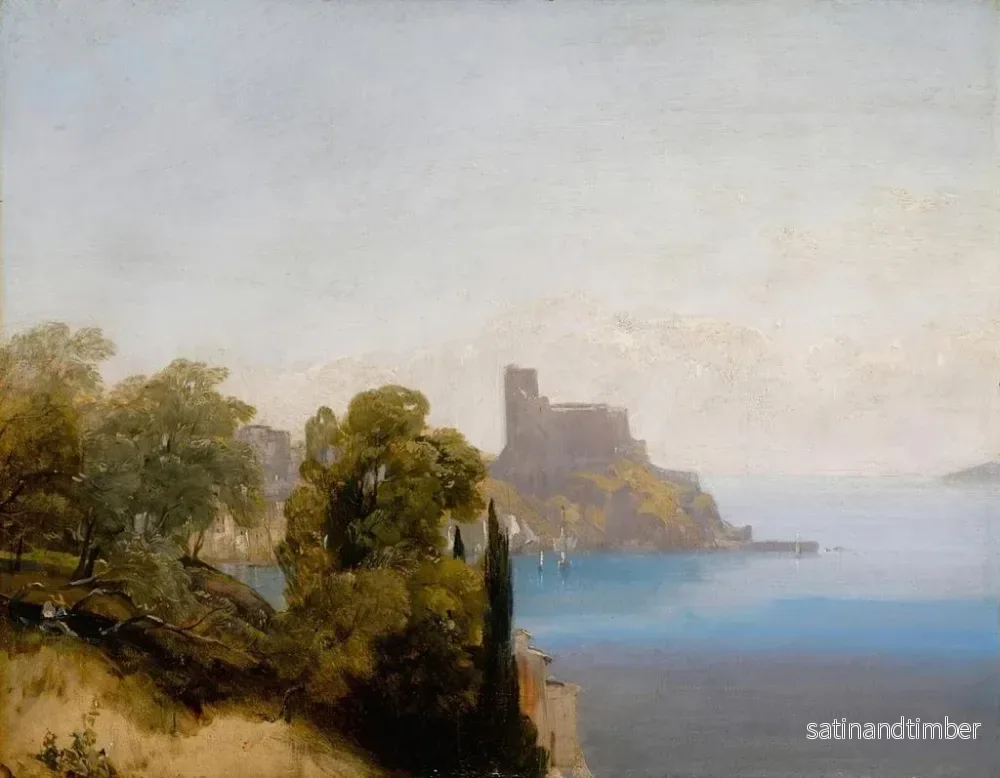 Reproduktion av målningen Vue de Lerici avec le baron Charles Rivet esquissant au premier plan - Richard Parkes Bonington - Bild 2