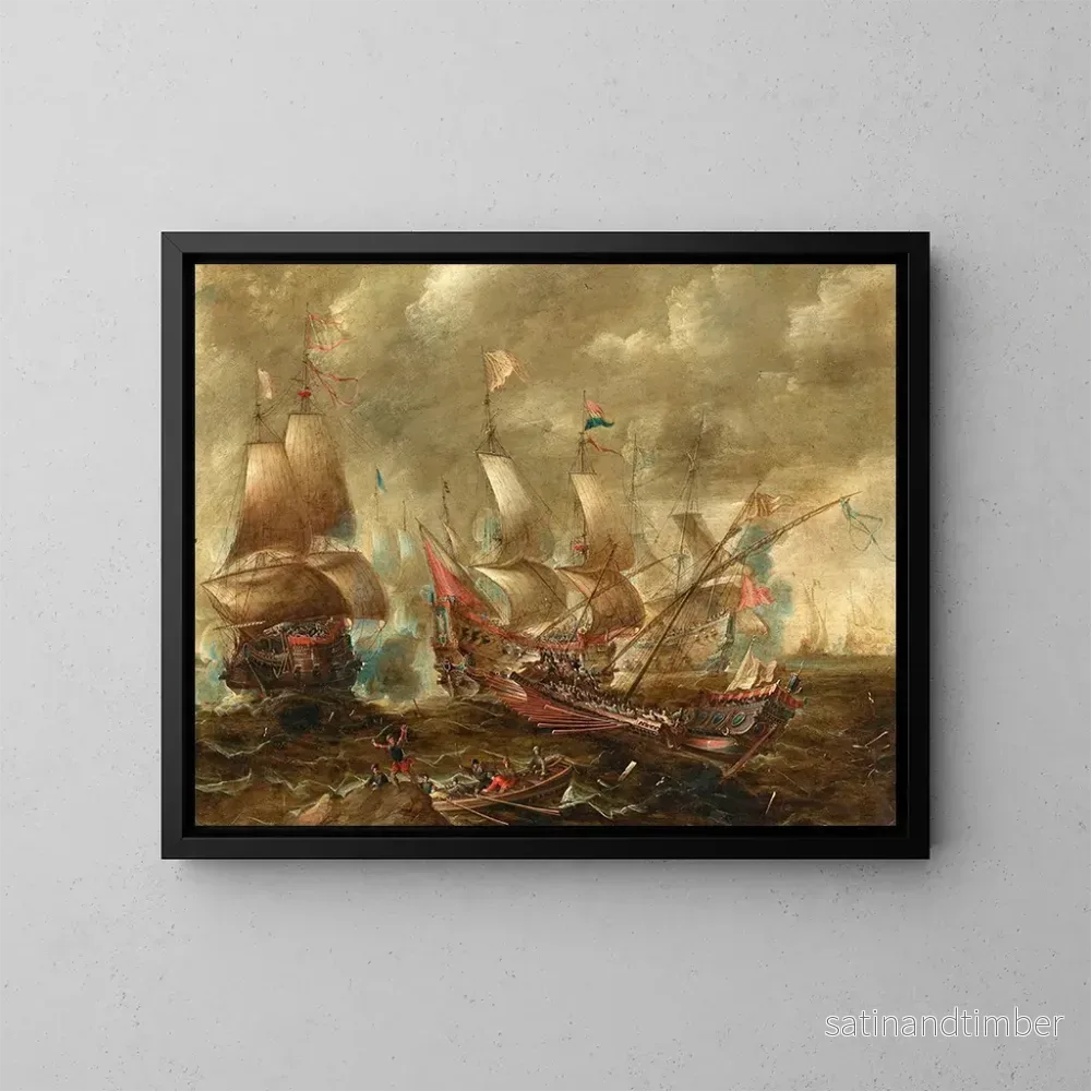 Reproduktion av målningen En sjöslag - Gaspar van Eyck