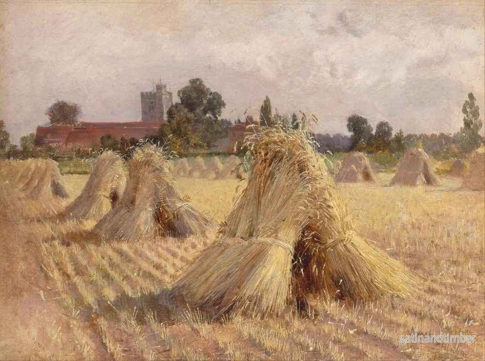 Reproduktion av målningen Les meules de maïs près de l'église de Bray - Heywood Hardy - Bild 2