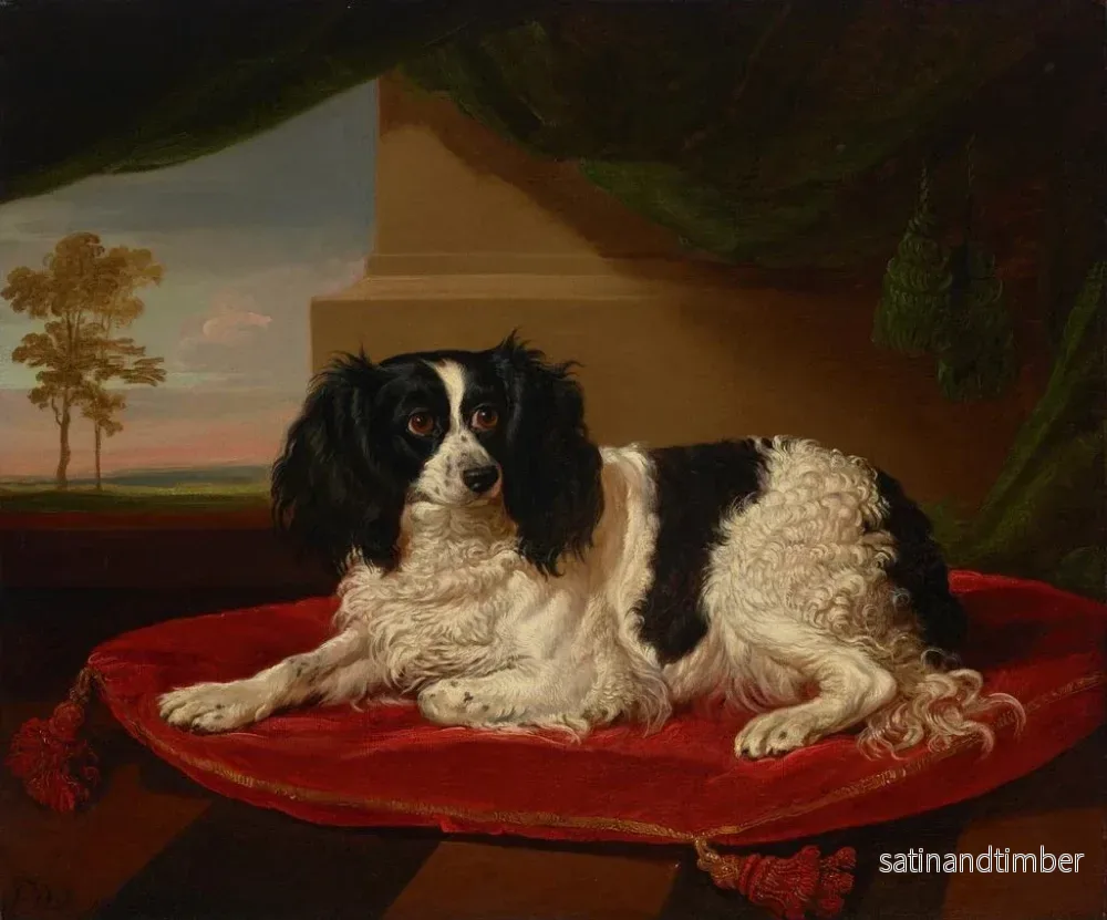 Reproduktion av målningen En king charles spaniel på en röd kudde - James Ward - Bild 2