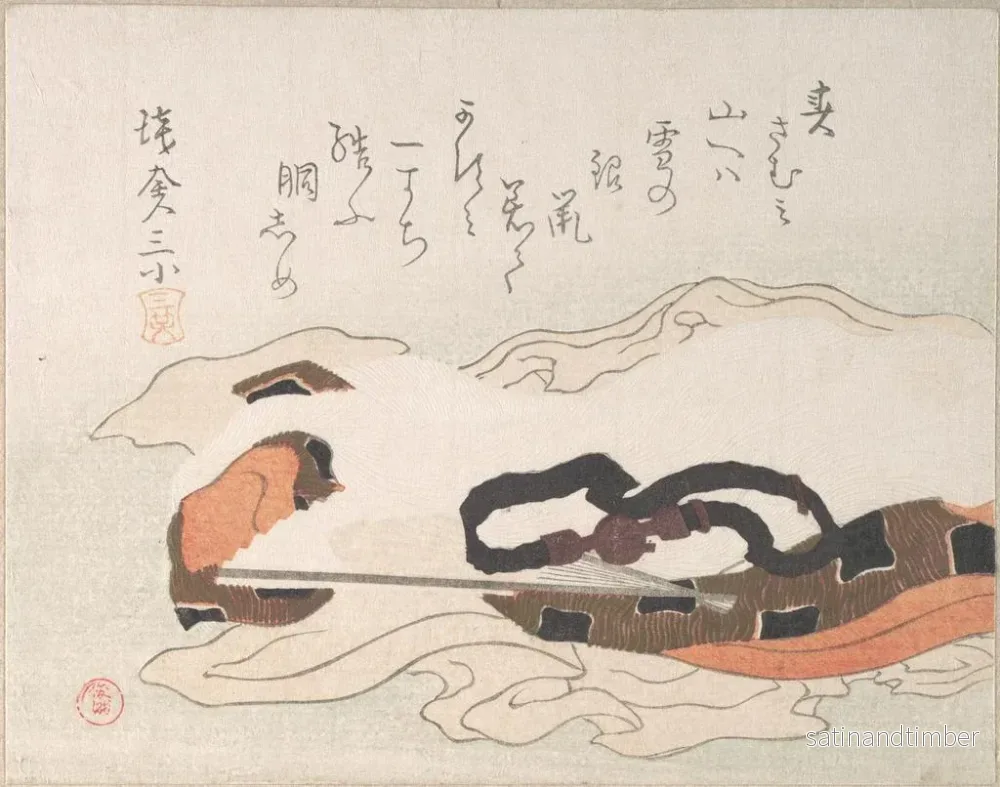Reproduktion av målningen Ceinture et éventail sur un morceau de tissu - Kubo Shunman - Bild 2
