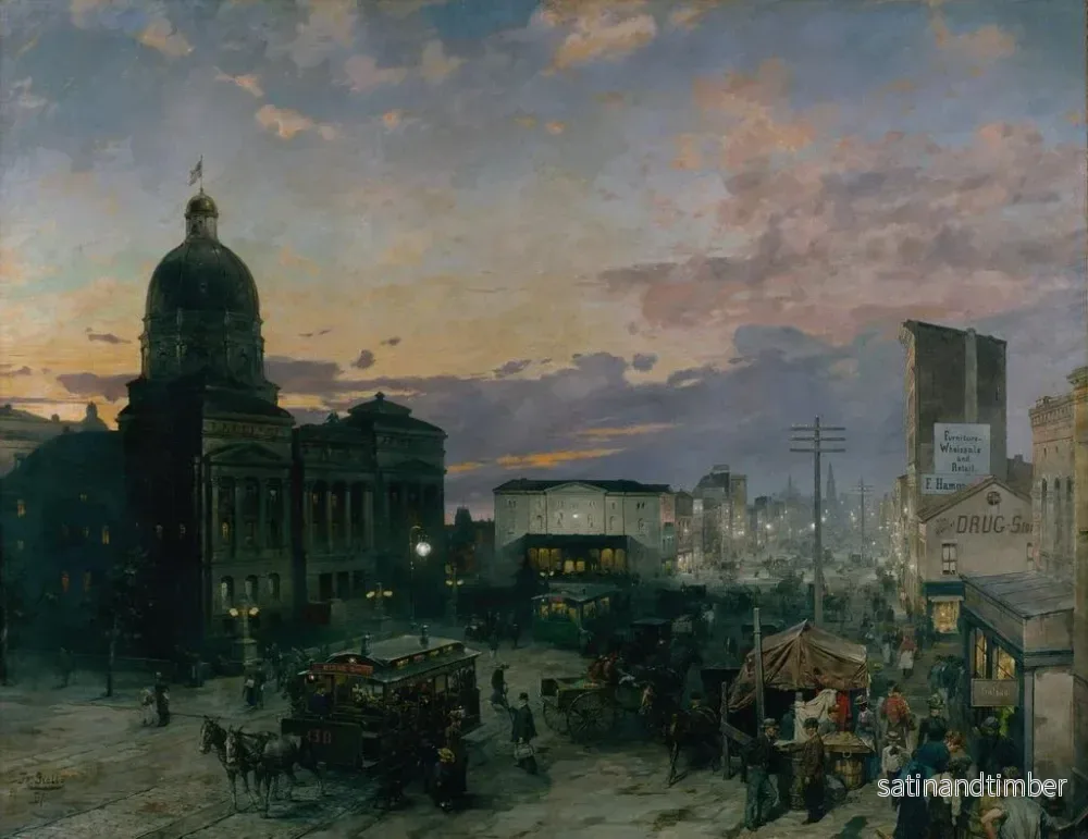 Reproduktion av målningen Rue Washington i Indianapolis vid skymningen - Theodore Clement Steele - Bild 2