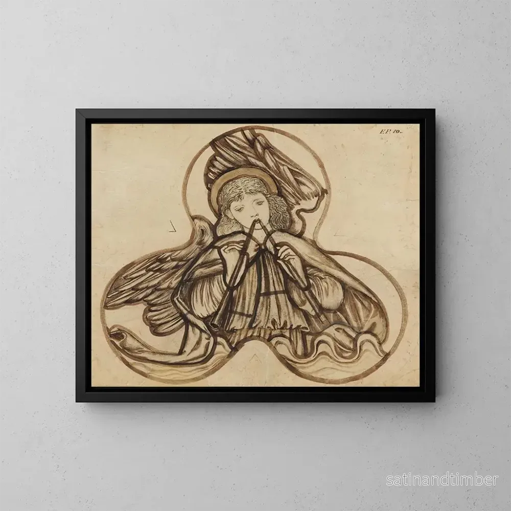 Reproduktion av målningen Ange som spelar flöjt - Sir Edward Coley Burne-Jones