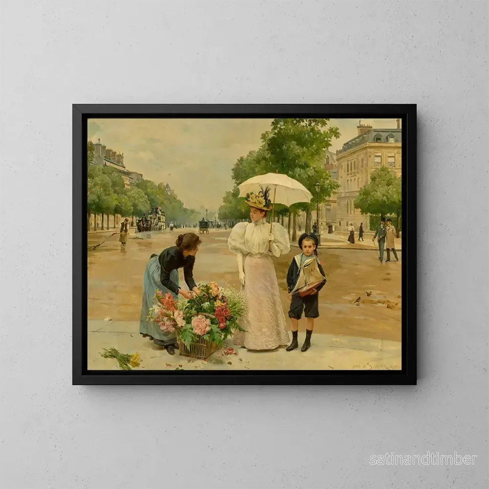 Reproduktion av målningen L'avenue des Champs-Élysées - Louis Marie de Schryver