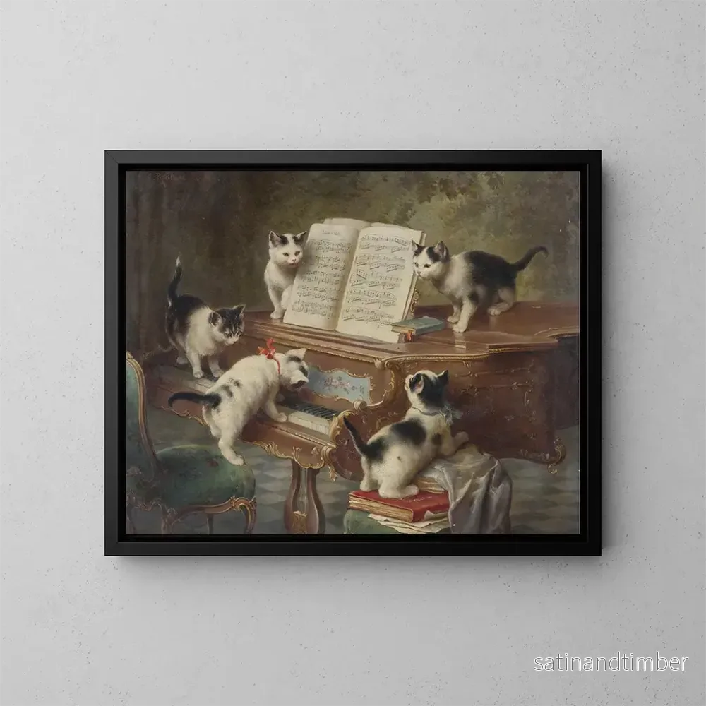 Reproduktion av målningen Le récital des chatons - Carl Reichert