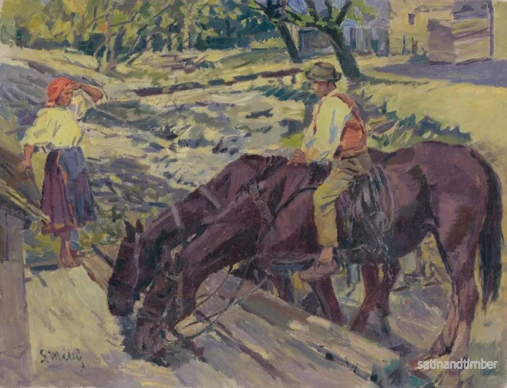 Reproduktion av målningen Vattning av hästar - Gustav Mahler - Bild 2