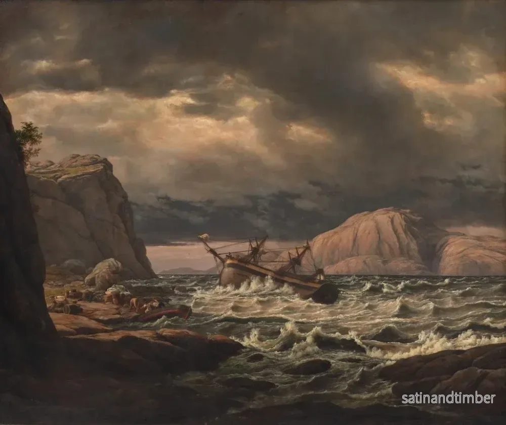 Reproduktion av målningen En skeppsbrott på Norges kust - Johan Christian Dahl - Bild 2