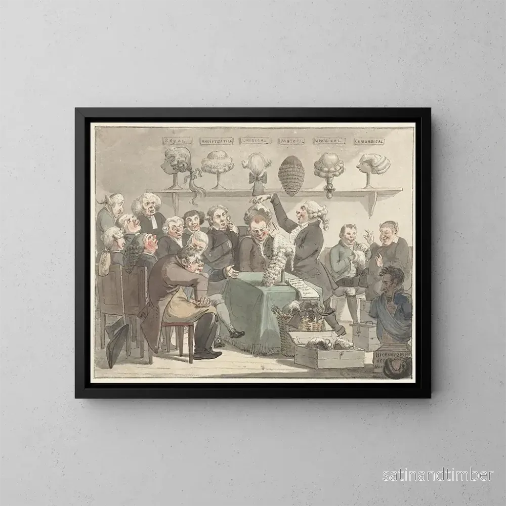 Reproduktion av målningen av "Les hommes qui essaient des perruques" - Jacob Smies