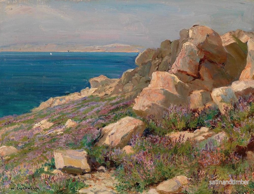 Reproduktion av målningen Landskapslandskap vid kusten i Kroatien - Menci Clement Crnčić - Bild 2