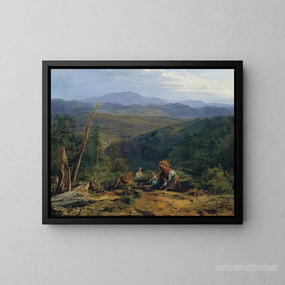 Reproduktion av målningen Landskap av den viennesiska skogen med Wildegg-slottet - Ferdinand Georg Waldmüller