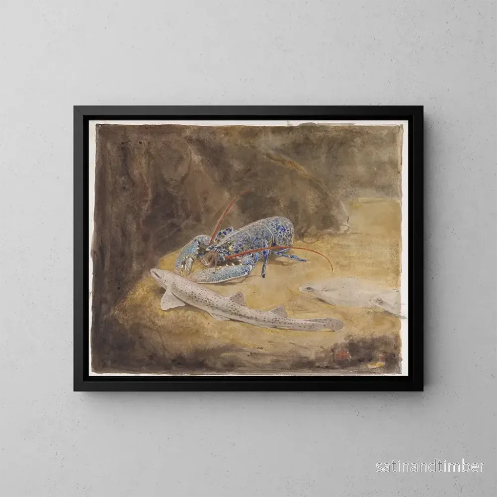 Reproduktion av målningen Akvarium med tre fiskar från Nordsjön: langouste, haj och plattfisk – Gerrit Willem Dijsselhof Reproduktion av målningen Akvarium med tre fiskar från Nordsjön: langouste, haj och plattfisk – Gerrit Willem Dijsselhof