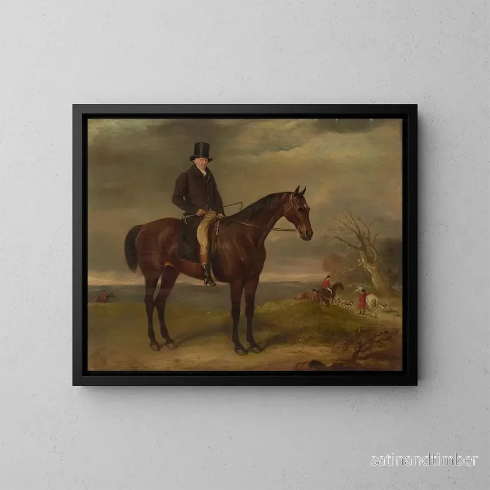 Reproduktion av målningen porträtt av Samuel Dumbleton, 1750-1834, jakt hund av greve Spencer - John Ferneley
