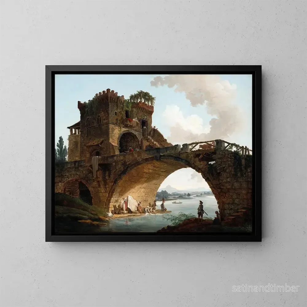 Reproduktion av målningen Le pont Salario - Hubert Robert