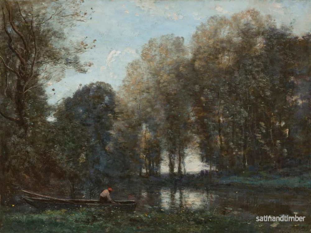 Reproduktion av målningen Fiskare förtöjd vid den gröna stranden - Jean-Baptiste-Camille Corot - Bild 2